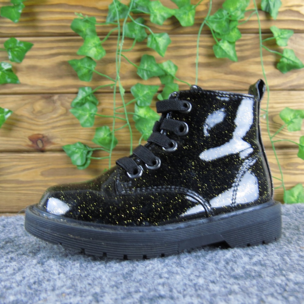 There‎ Abouts Lil Reese Toddler Kids Black Glitter Ankle Boots 6 Laces Zipper